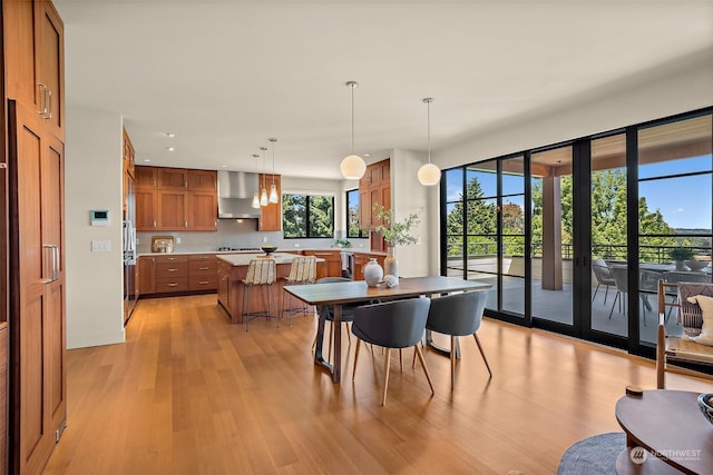 dining room featuring light wood-type flooring