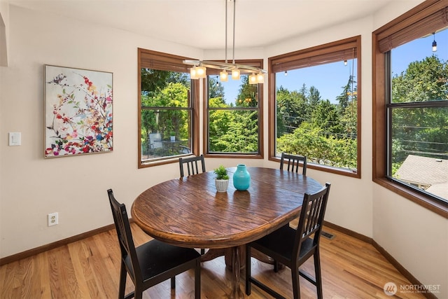 dining room with light wood-type flooring