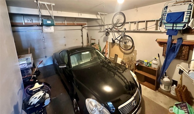 garage with a garage door opener