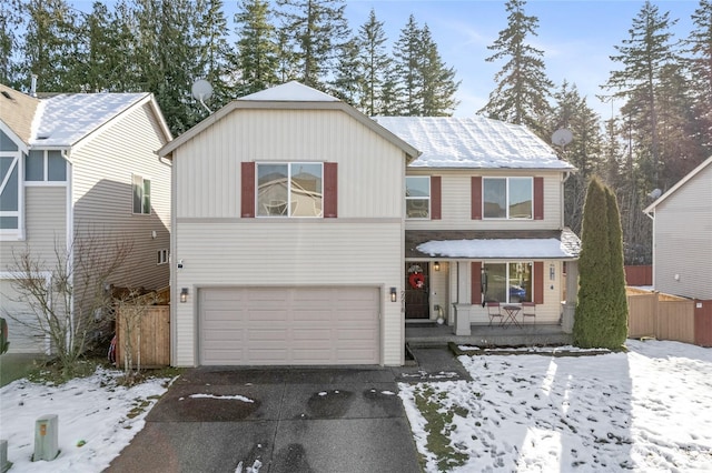 front facade with a garage