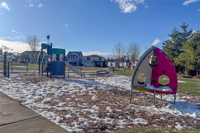 view of snow covered playground