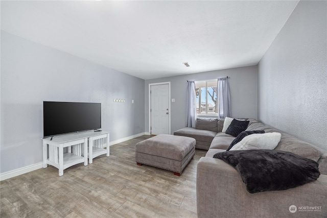 living room featuring light hardwood / wood-style floors