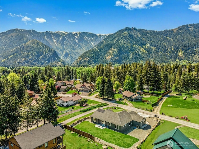 9783 Dye Rd, Leavenworth, WA 98826 - aerial view featuring a view of trees and a mountain view
