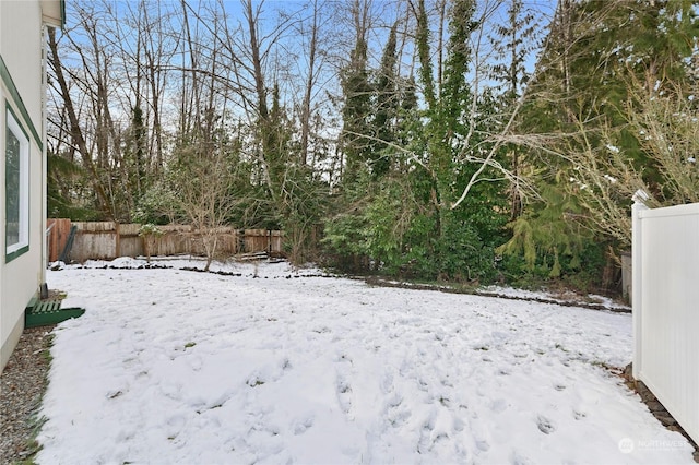 view of yard covered in snow