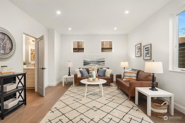 living room with light wood-type flooring