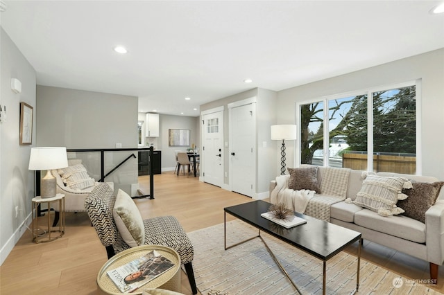 living room featuring light hardwood / wood-style flooring