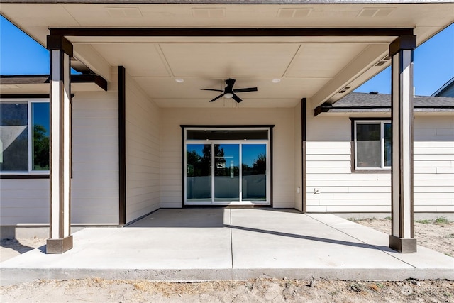 view of patio with ceiling fan