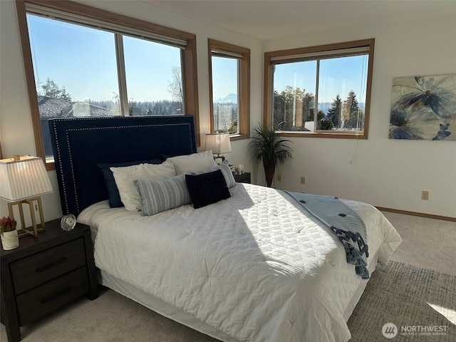 carpeted bedroom featuring baseboards