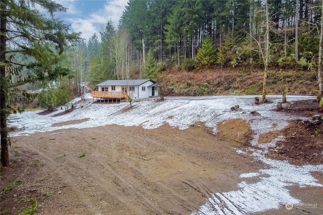 view of yard with a deck