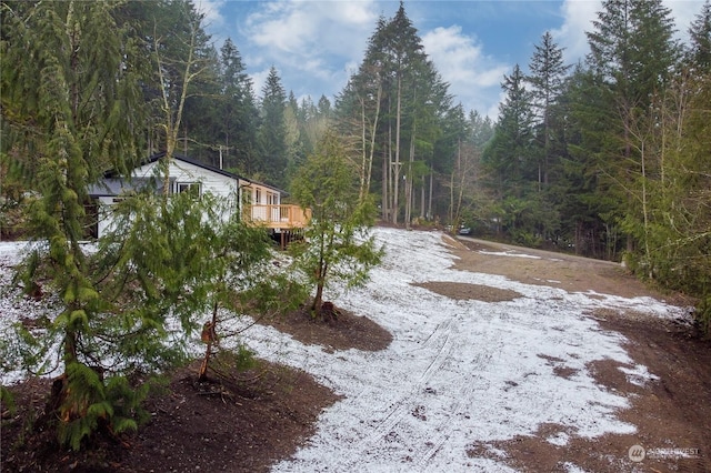 view of yard featuring a wooden deck