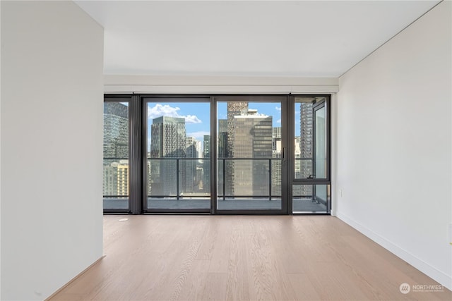 empty room with light hardwood / wood-style flooring