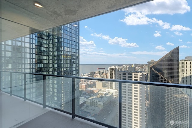 balcony with a water view