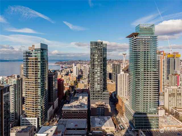 view of city featuring a water view