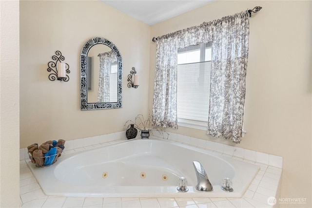 full bathroom featuring a jetted tub