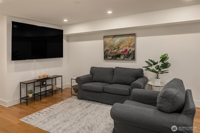 living room with hardwood / wood-style flooring