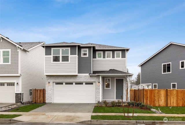 view of front of house with a garage