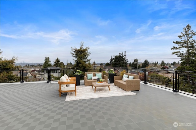 view of patio featuring an outdoor hangout area