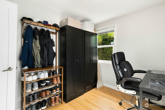 office space featuring light hardwood / wood-style flooring