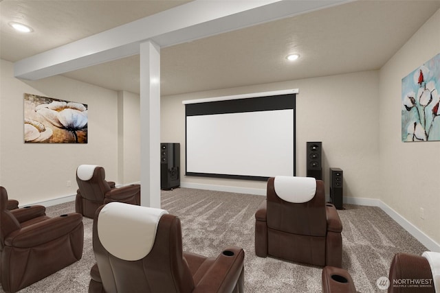 view of carpeted home theater