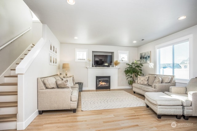 living room featuring light wood-type flooring