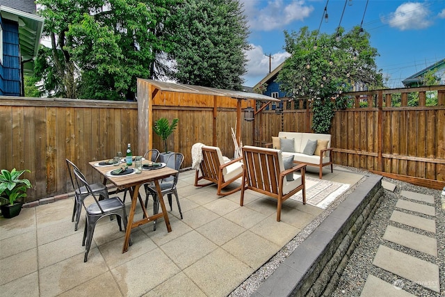 view of patio featuring outdoor lounge area