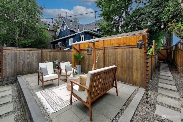 view of patio / terrace featuring an outdoor living space