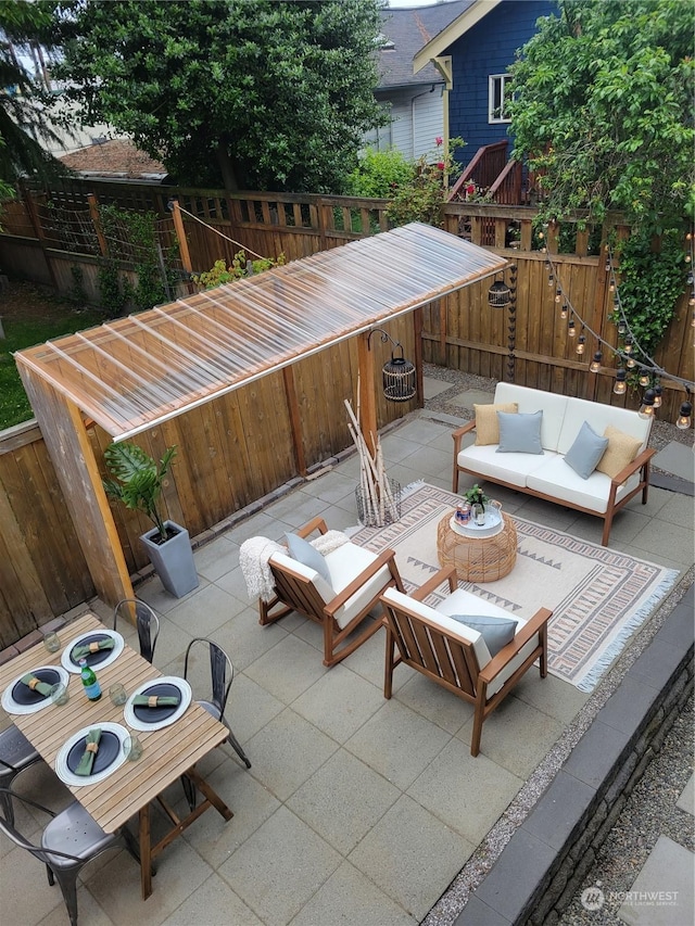 view of patio / terrace featuring an outdoor hangout area