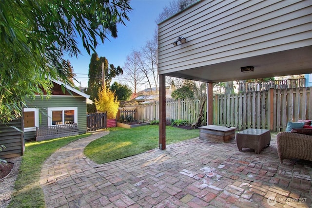 view of patio with a fenced backyard