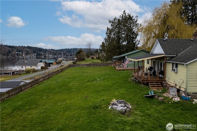 view of yard featuring a deck