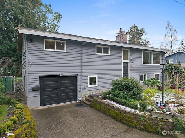 bi-level home with a garage