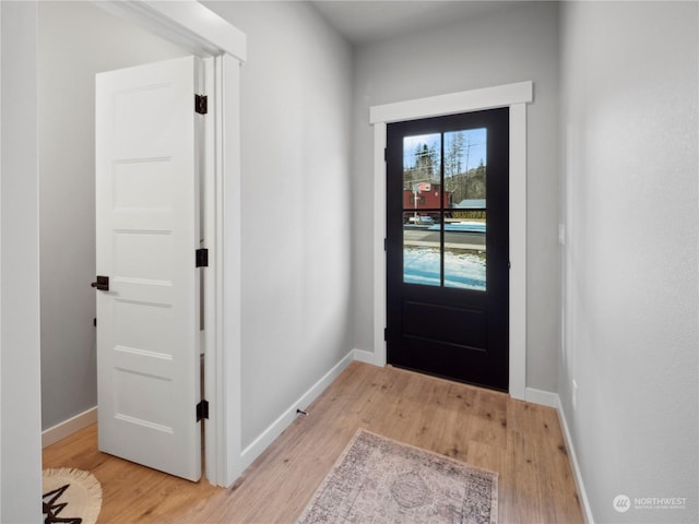 foyer with light hardwood / wood-style flooring