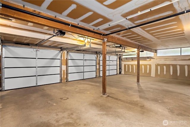 garage with a garage door opener