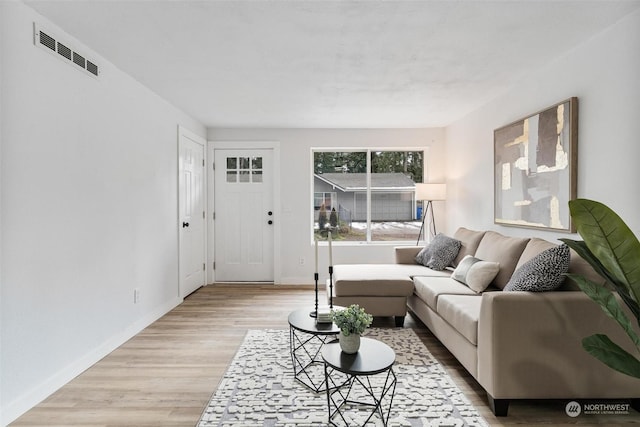 living room featuring light hardwood / wood-style floors