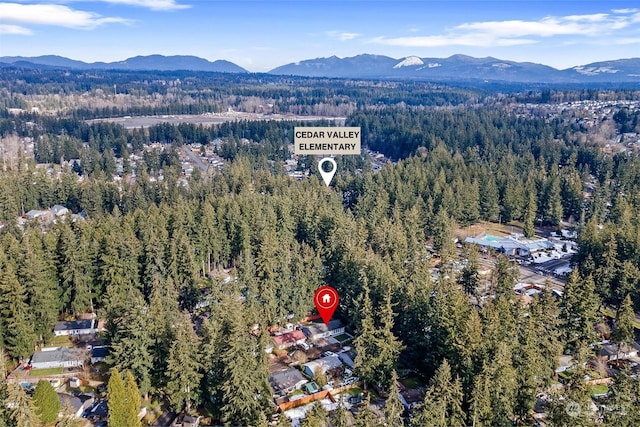 aerial view featuring a mountain view