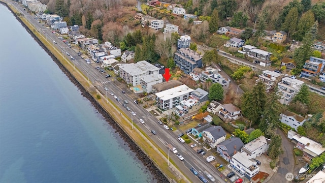 bird's eye view featuring a water view