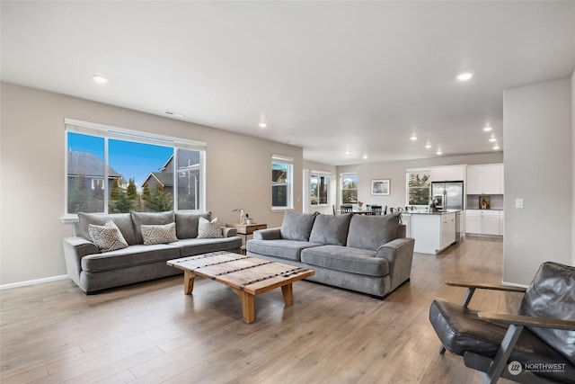 living room featuring light hardwood / wood-style flooring