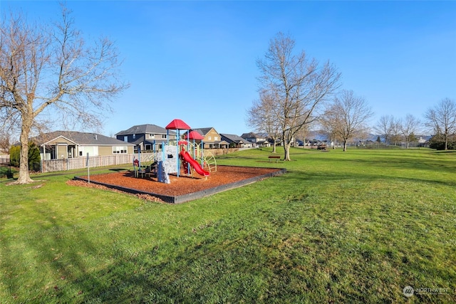 view of yard with a playground