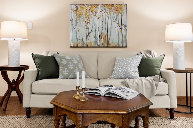 living room featuring light hardwood / wood-style flooring