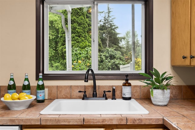 room details with tile counters and sink