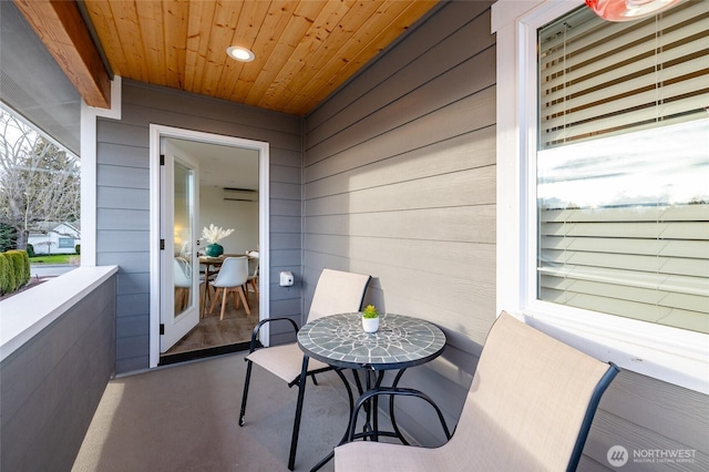 balcony with a wall unit AC