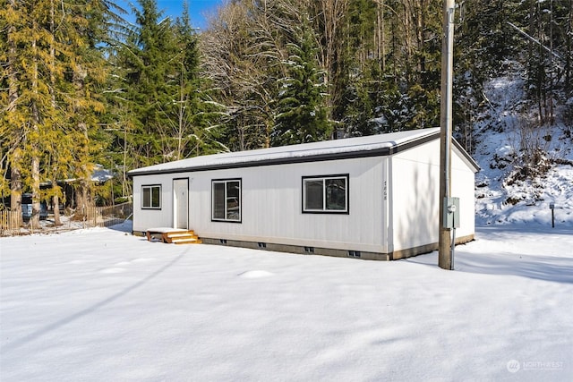 view of snow covered structure