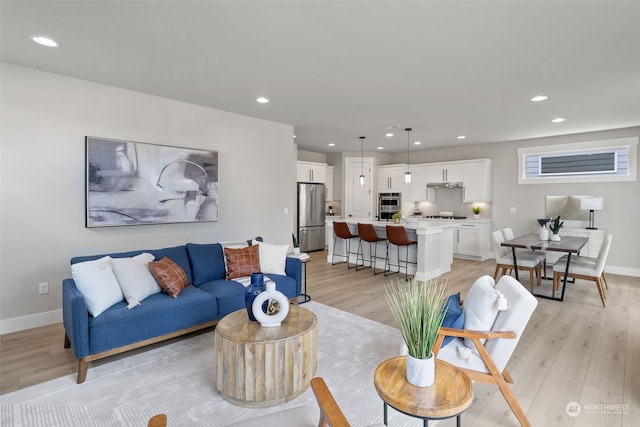 living room featuring light hardwood / wood-style floors