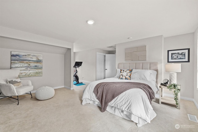 carpeted bedroom with a closet