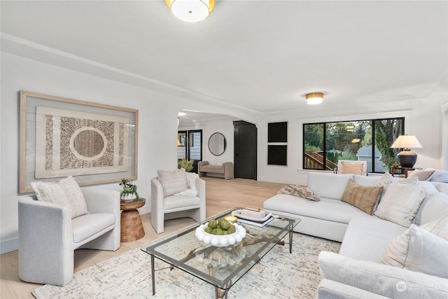 living room featuring light hardwood / wood-style floors