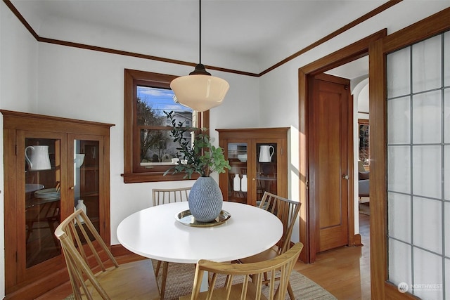 dining space featuring light hardwood / wood-style floors