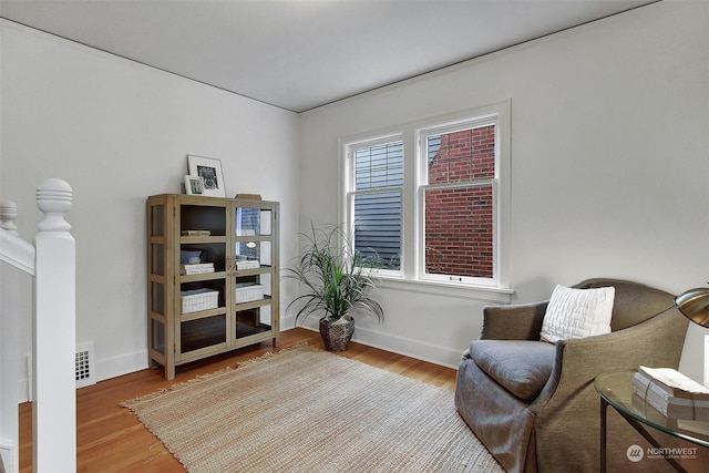 living area featuring light hardwood / wood-style flooring