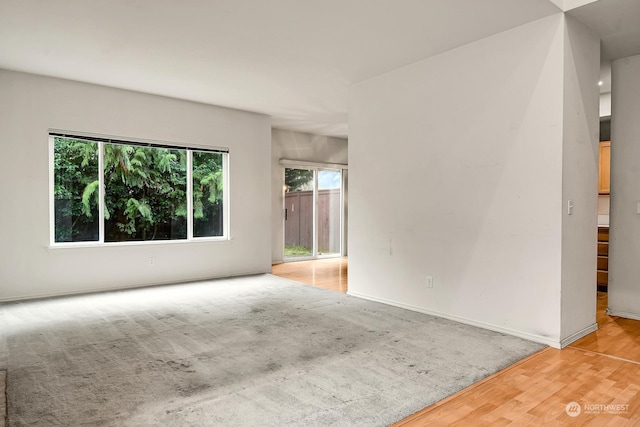 empty room with baseboards and wood finished floors