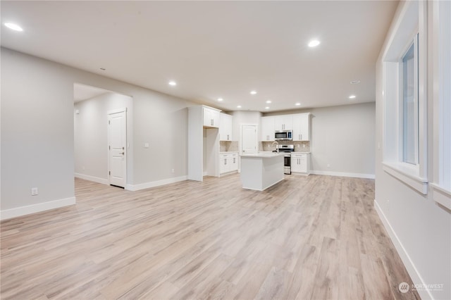 unfurnished living room featuring light hardwood / wood-style floors