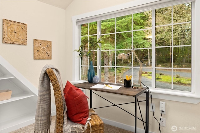 sitting room with carpet flooring