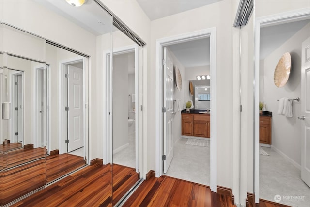 hall featuring hardwood / wood-style flooring